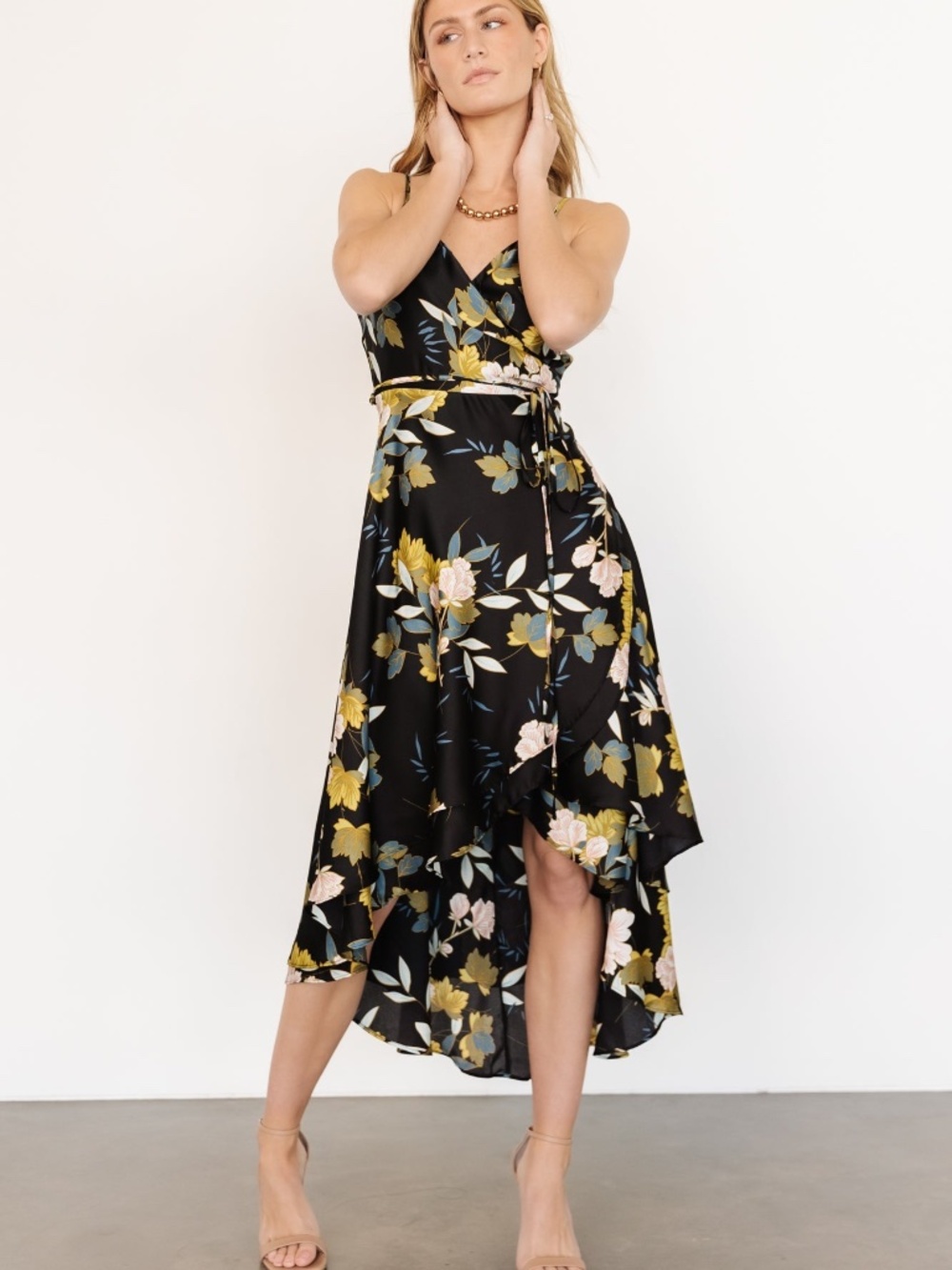 Baltic Born Steffi Tulip Wrap Dress | Midnight Floral Size SS - Picture 5 of 5